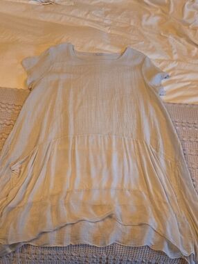 Light Grey Short-Sleeve Flowy Boho Tunic Top Xl